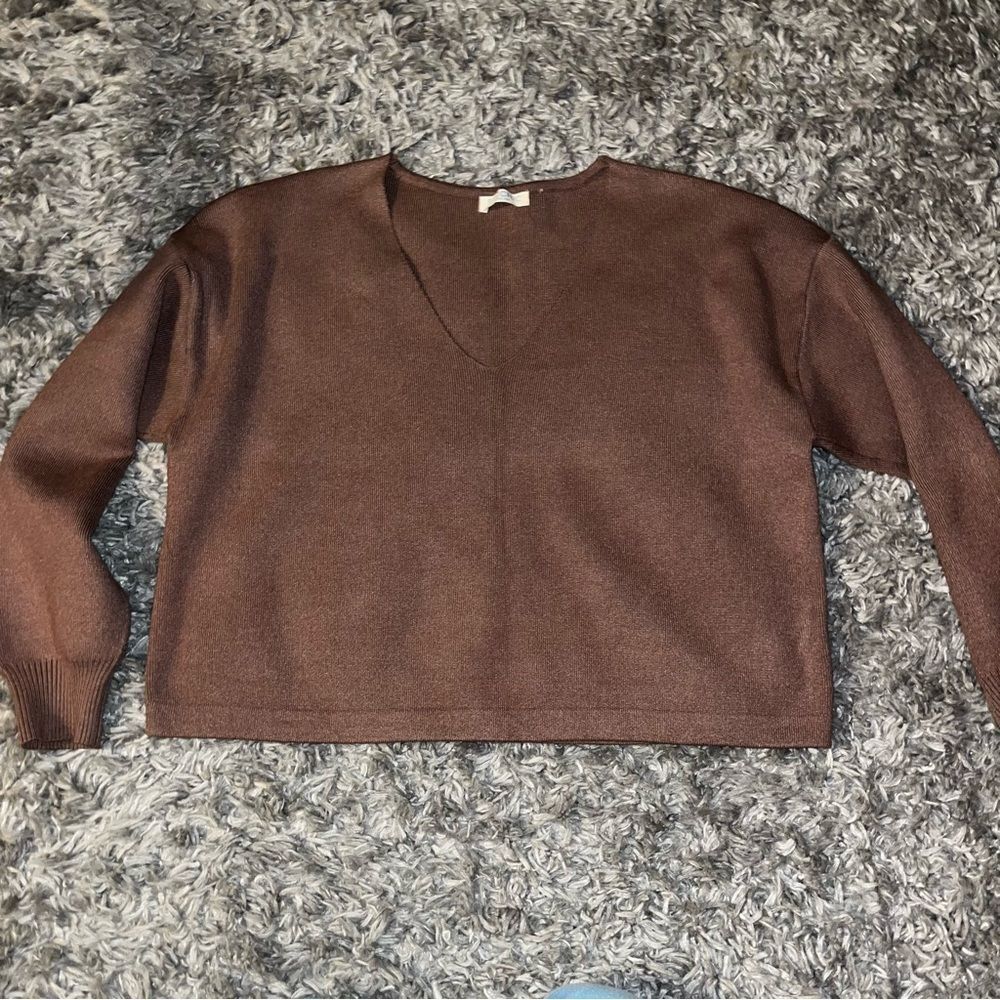 secsheek brown v neck sweater size medium